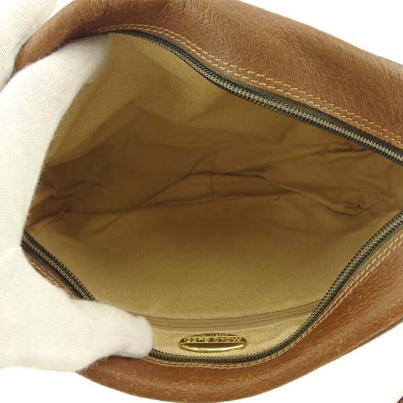 GUCCI Shoulder Bag Logo Plate Gray Gray PVC x Leather Authentic USED - Picture 7 of 11